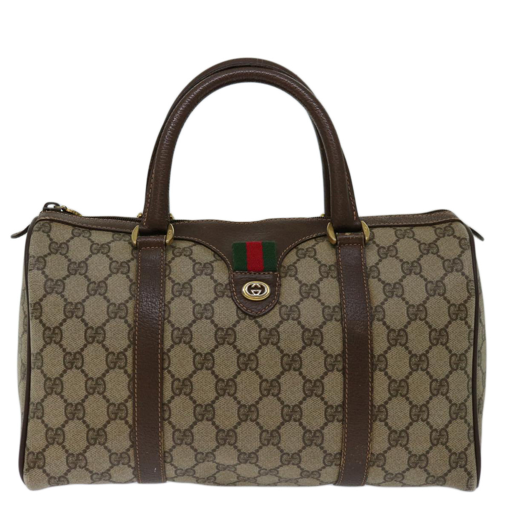 GUCCI GG Supreme Web Sherry Line Hand Bag PVC Beige Red 40 02 007 Auth 67806 - Picture 13 of 16